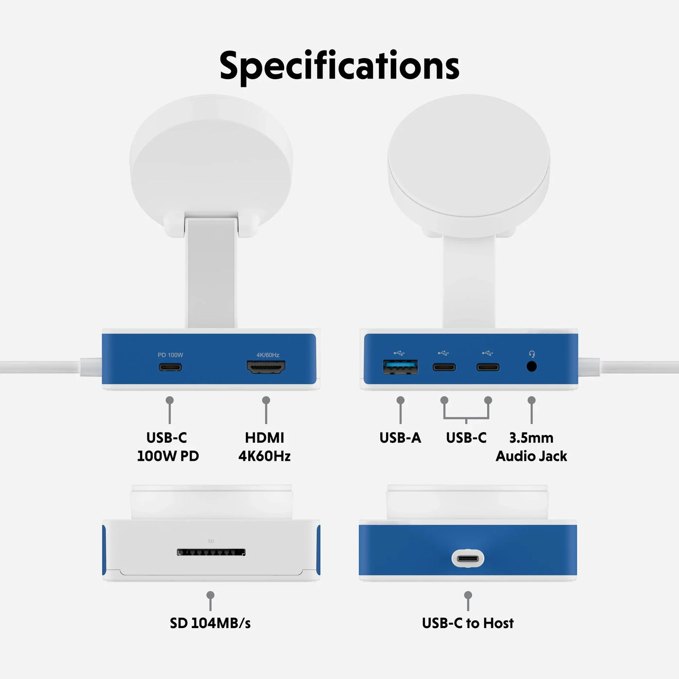 HyperDrive Flex 5 Port USB-C Hub with Qi Phone Charger