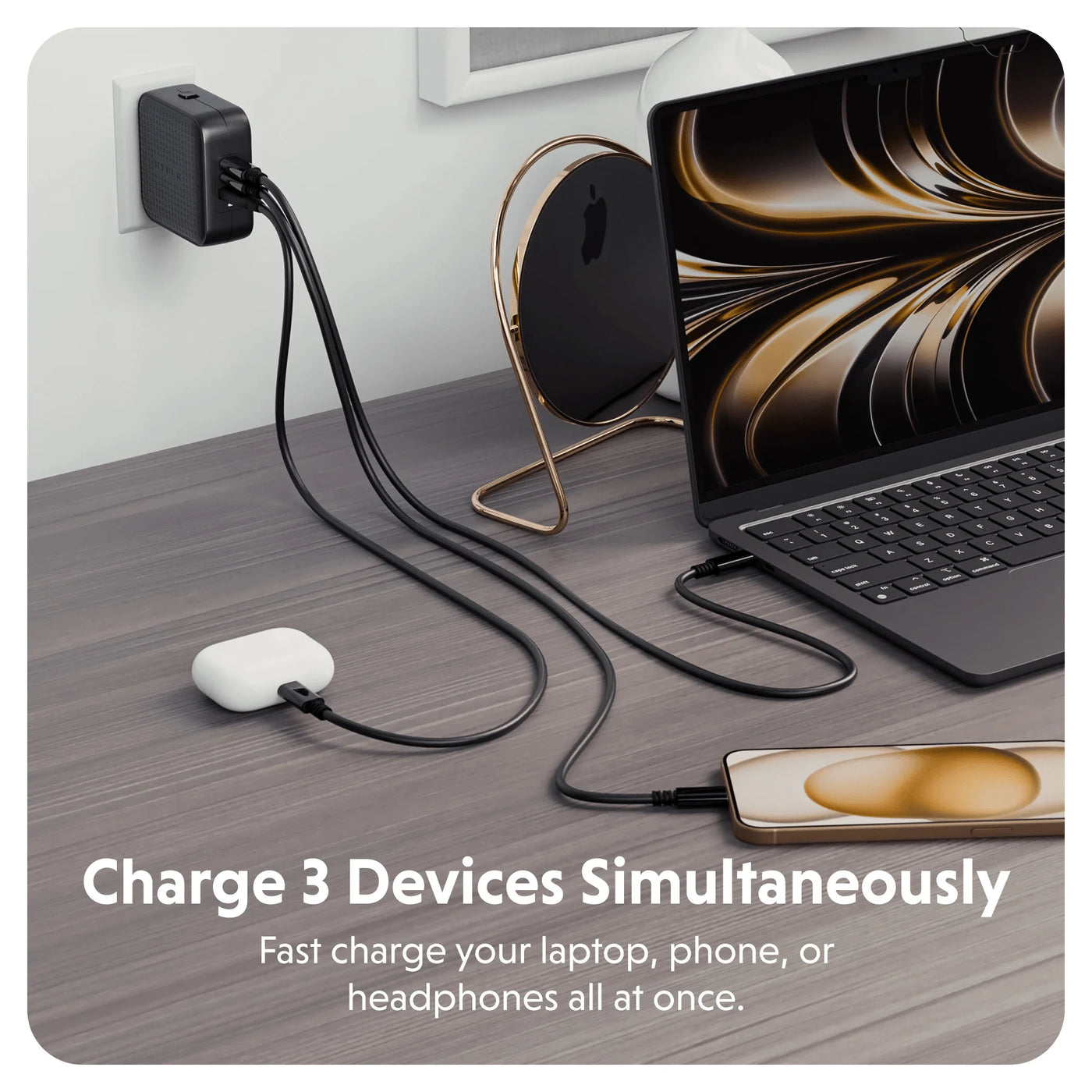 HyperJuice 70W GaN Safety Tested Travel Charger with 3 Ports
