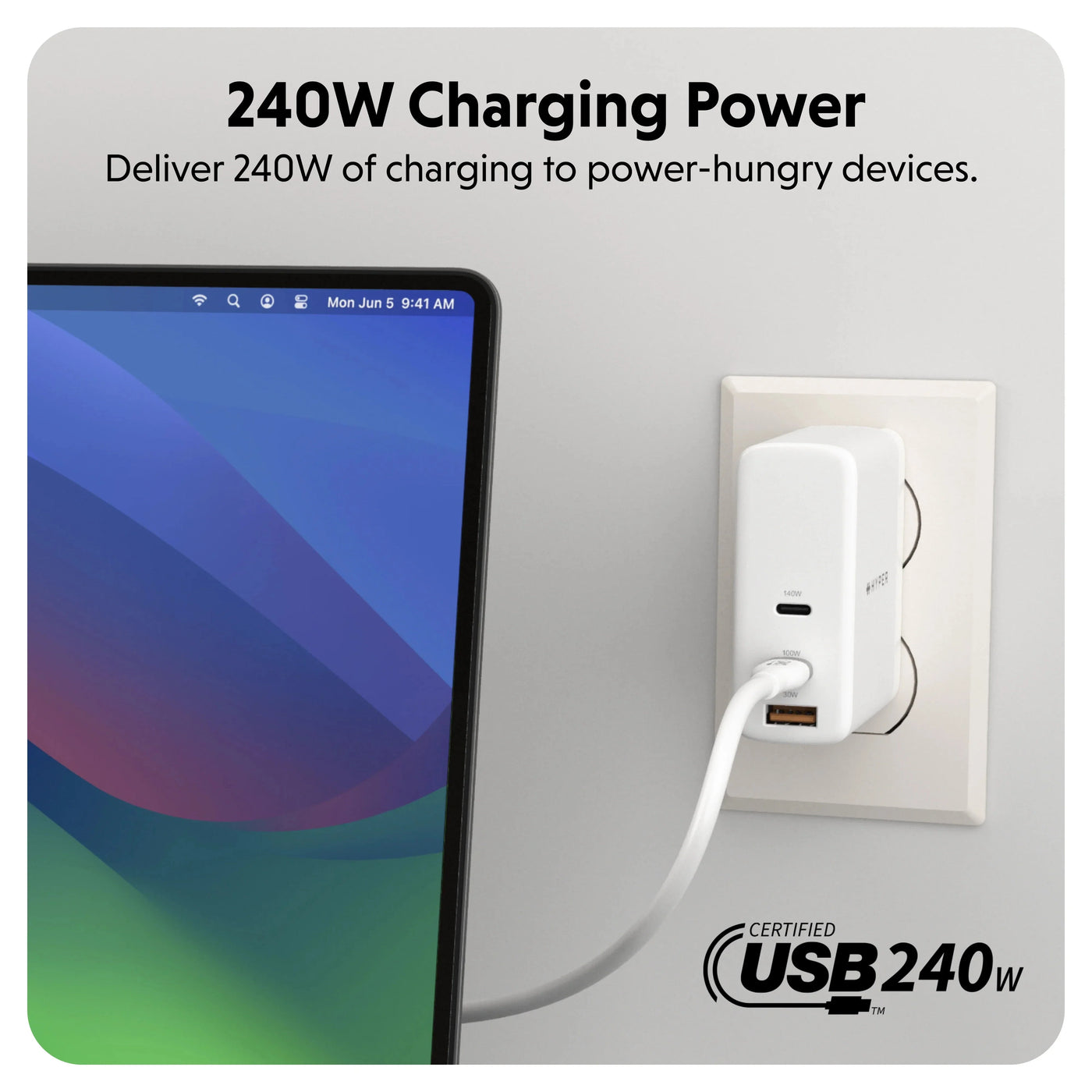 HyperJuice 240W Silicone USB-C to USB-C Cable (6ft/2m)