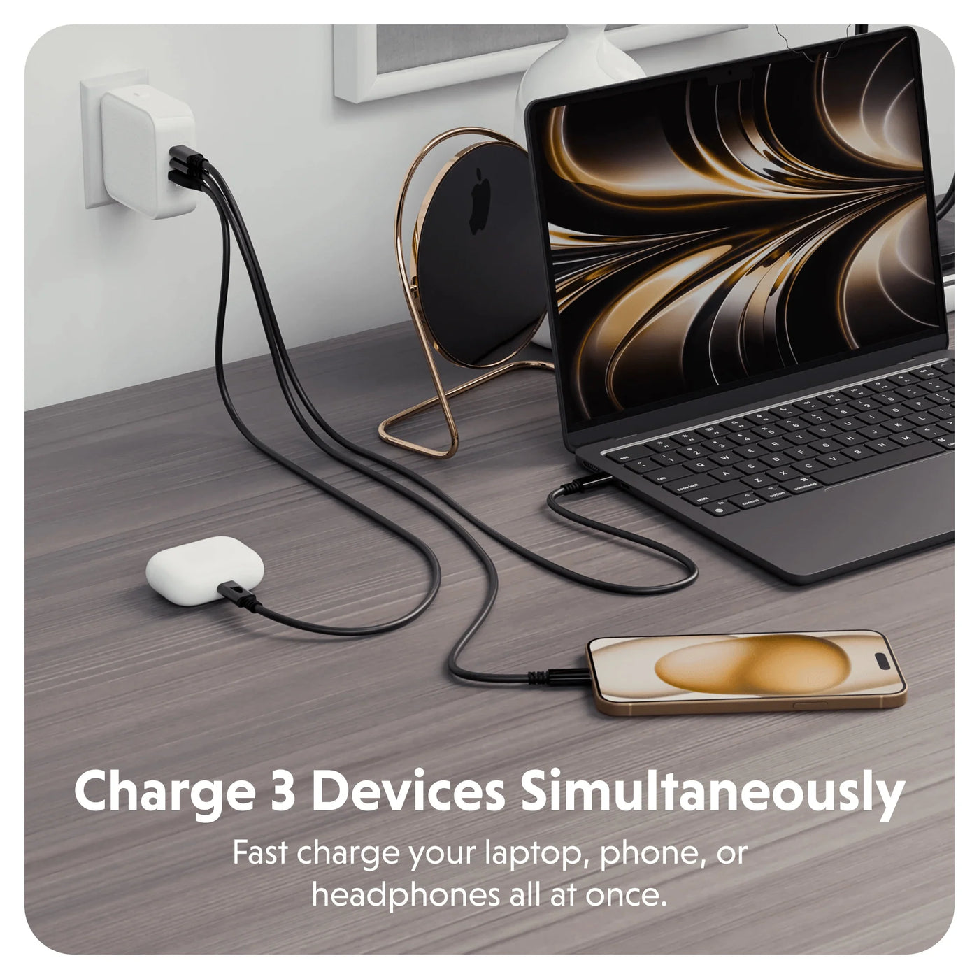 HyperJuice 70W GaN Safety Tested Travel Charger with 3 Ports