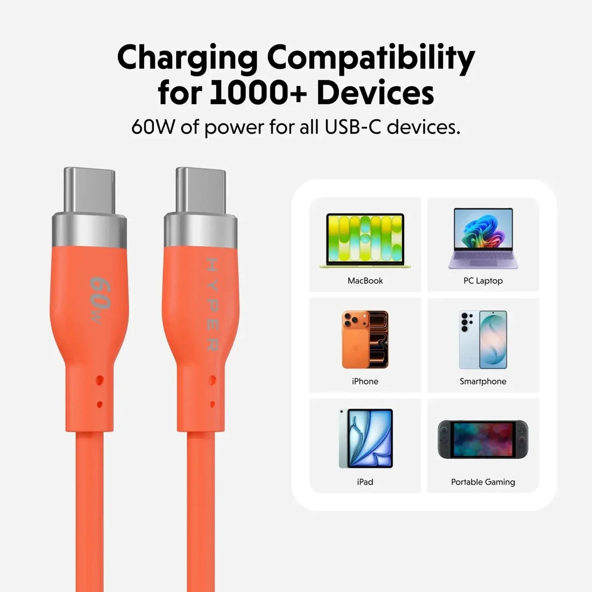 HyperJuice® Flex USB-C Silicone Charging Cable