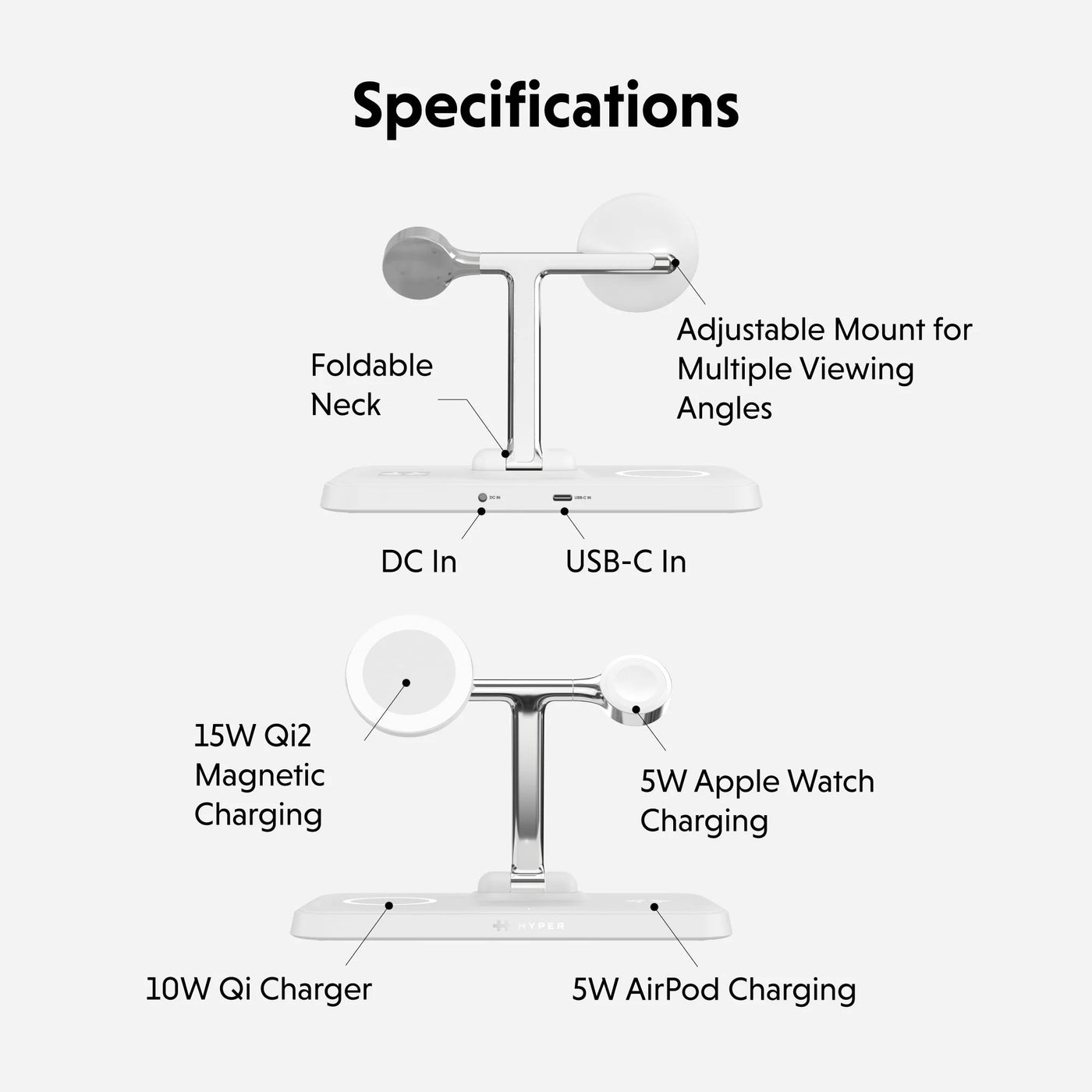 HyperJuice Next Qi2 4-in-1 Magnetic Charging Stand