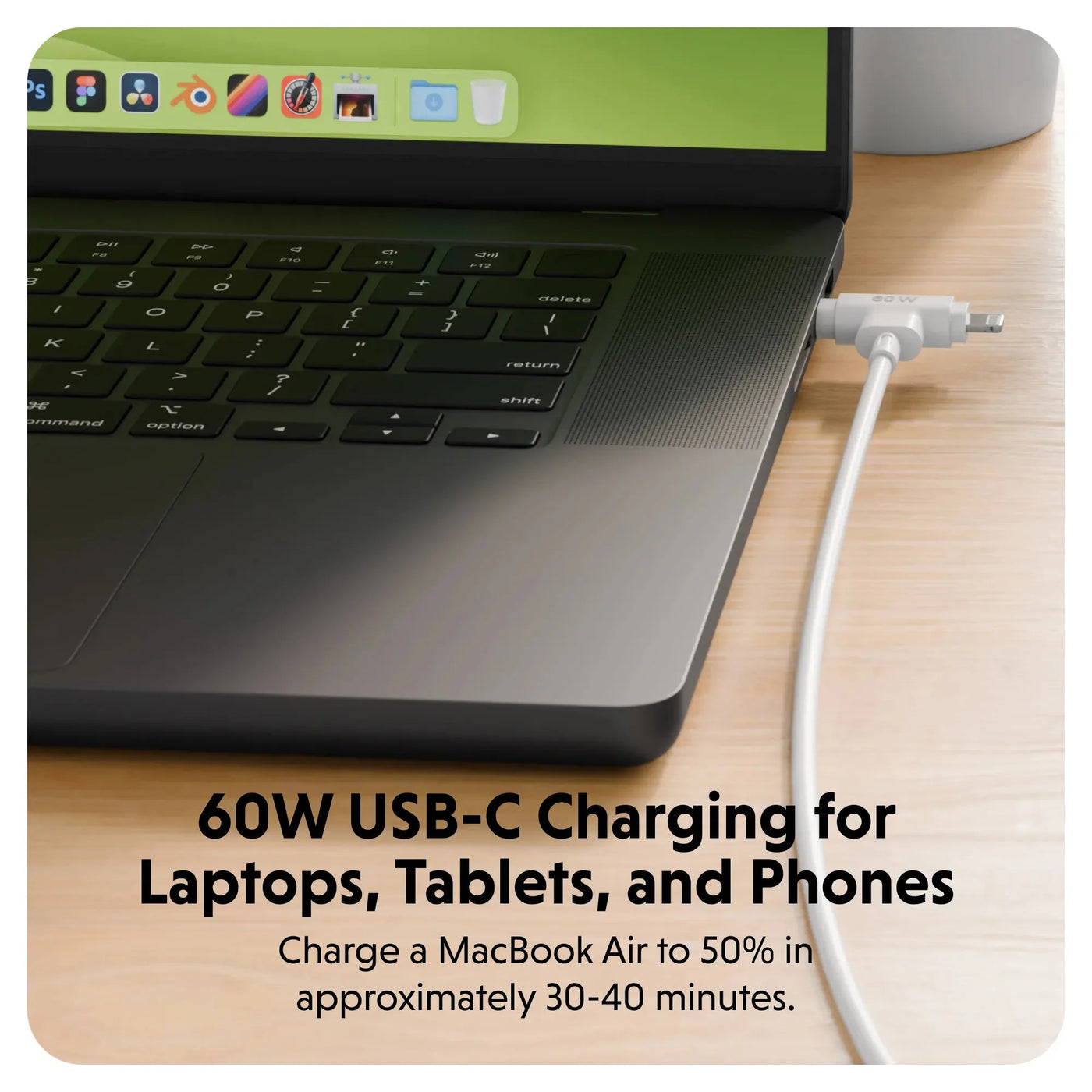 HyperJuice USB-C and Lightning Hybrid Silicone Cable (1.5m/5ft)