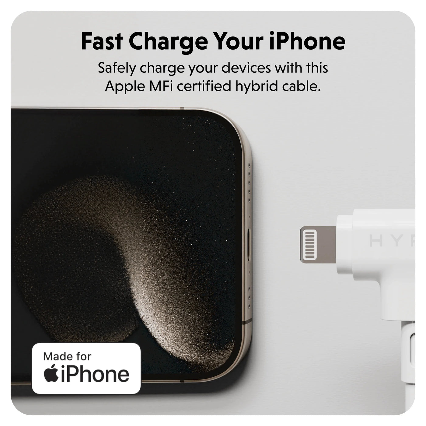 HyperJuice USB-C and Lightning Hybrid Silicone Cable (1.5m/5ft)