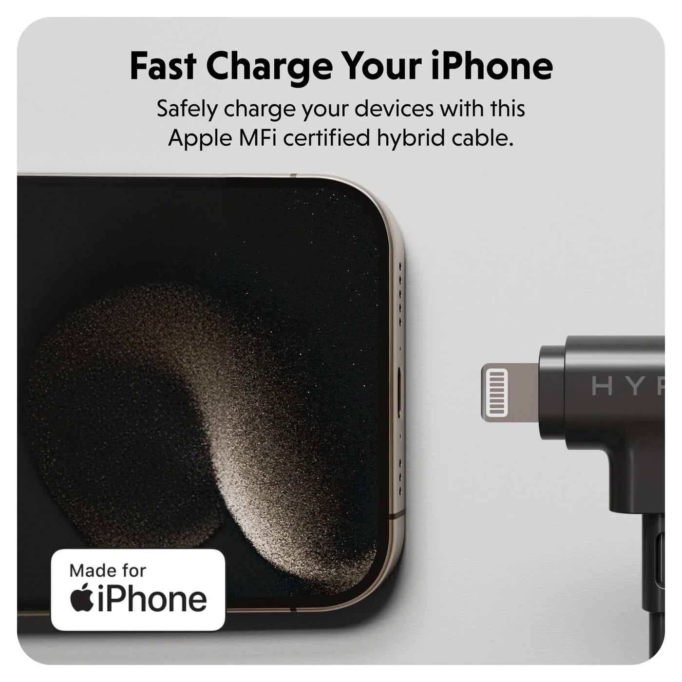 HyperJuice USB-C and Lightning Hybrid Silicone Cable (1.5m/5ft)