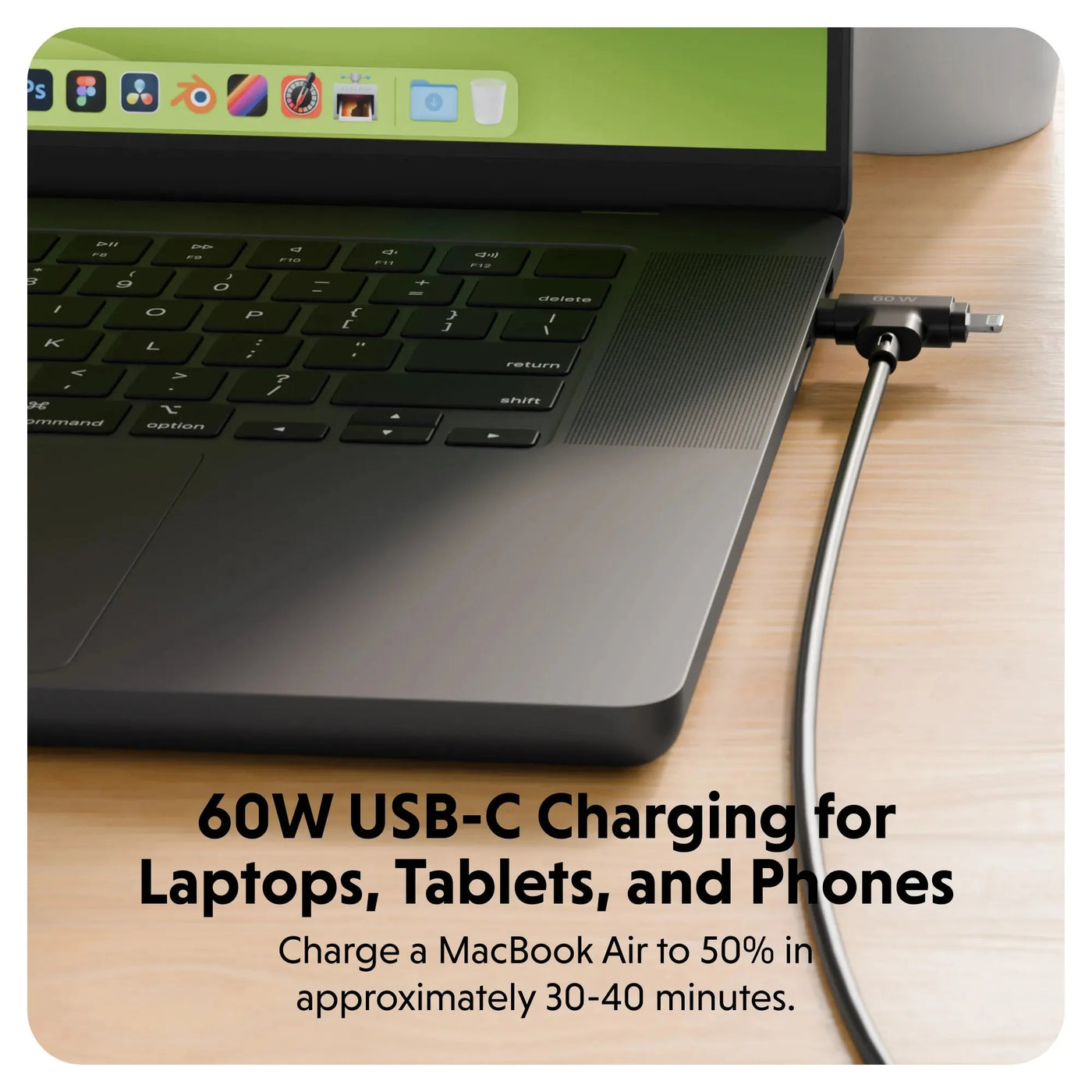 HyperJuice USB-C and Lightning Hybrid Silicone Cable (1.5m/5ft)